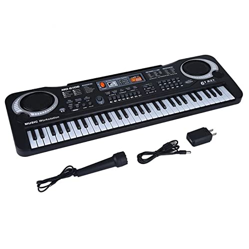 Teclado de piano para niños, piano electrónico multifuncional para niños de 61 teclas con micrófono, simulación de educación temprana, juguete para principiantes, instrumentos educativos, regalos