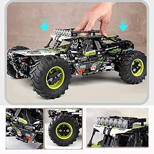 Tecnología 4 x 4, todoterreno, con mando a distancia y motor, piezas de montaje compatibles con la técnica Lego，Mando a distancia con tecnología Bluetooth + 2.4G, 1890 piezas Green,52 * 9 * 40cm