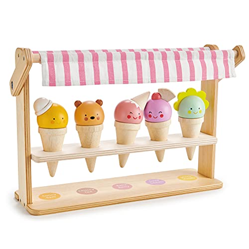 Tender Leaf Toys Scoops & Smiles - Soporte de helado de madera para niños