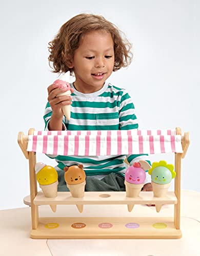 Tender Leaf Toys Scoops & Smiles - Soporte de helado de madera para niños