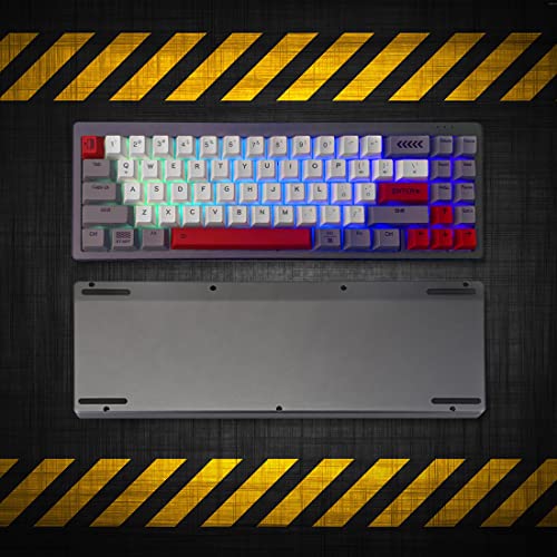 tengod Teclado para gaming MEK6 de 71 teclas con carcasa de aluminio CNC, 65% de disposición estadounidense con cable, retroiluminación LED RGB para Windows PC Gaming (interruptor rojo)