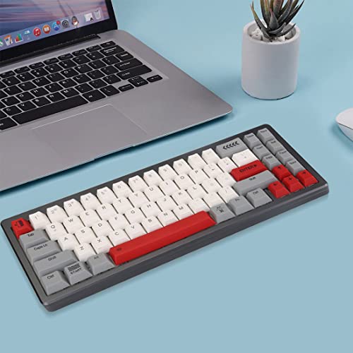 tengod Teclado para gaming MEK6 de 71 teclas con carcasa de aluminio CNC, 65% de disposición estadounidense con cable, retroiluminación LED RGB para Windows PC Gaming (interruptor rojo)