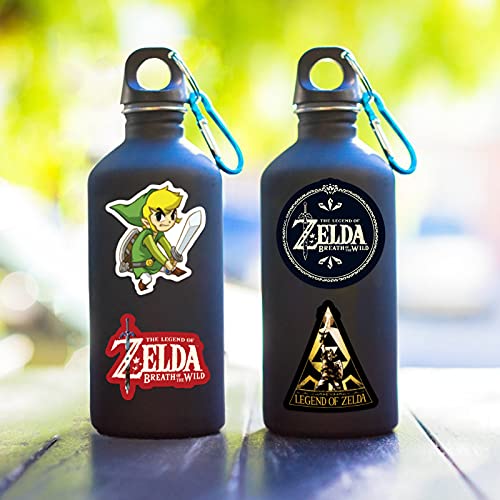 The Legend of Zelda Pegatinas 51 piezas de vinilo fresco japonés juego de rol pegatinas kit para niños Zelda Accesorios decoración regalos para monopatín, botella de agua portátil equipaje