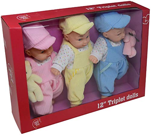 The New York Doll Collection Trillizo Bebé Muñecas - Juguete Bebé Muñeca Accesorios Regalo Conjunto para Niñito y Muchachas Ellas Amarán - Trillizos Muñeca Conjunto Incluye Niña y Chico Muñeca