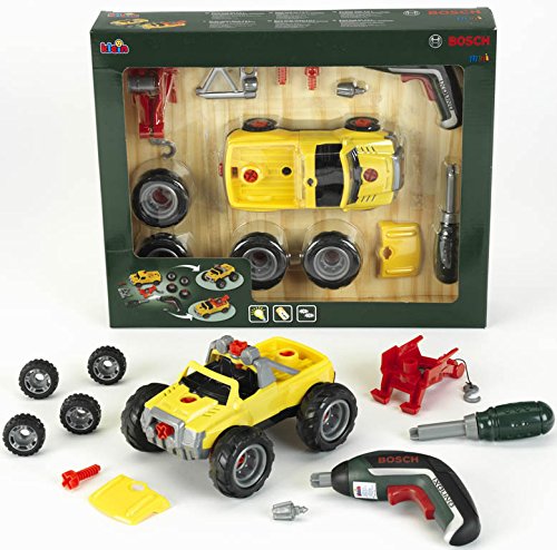 Theo Klein 8689 Set de camión Bosch, Camión que se puede montar de tres formas diferentes, Con Ixolino a pilas, Medidas: 18.5 cm x 13.5 cm x 10 cm, Juguete para niños a partir de 3 años