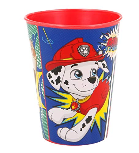 Theonoi 4 vasos infantiles de 260 ml/a elegir: Cars - PawPatrol - Los Vengadores - Blaze/vaso de plástico sin BPA - Regalo para niños - La Patrulla Canina