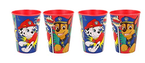 Theonoi 4 vasos infantiles de 260 ml/a elegir: Cars - PawPatrol - Los Vengadores - Blaze/vaso de plástico sin BPA - Regalo para niños - La Patrulla Canina