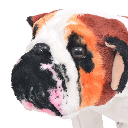 Tidyard Perro Bulldog de Peluche de pie Blanco y marrón XXL