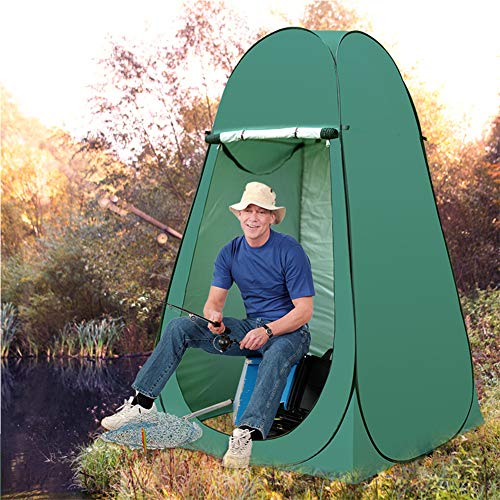 Tienda De Campaña Instantánea Ducha De Camping Portátil Vestidor WC Habitación Individual Privacidad Bolsa De Viaje para Adultos Casa con la Silla de la Pesca, Verde, 150 * 150 * 190 Cm,2