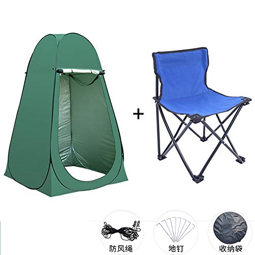 Tienda De Campaña Instantánea Ducha De Camping Portátil Vestidor WC Habitación Individual Privacidad Bolsa De Viaje para Adultos Casa con la Silla de la Pesca, Verde, 150 * 150 * 190 Cm,2