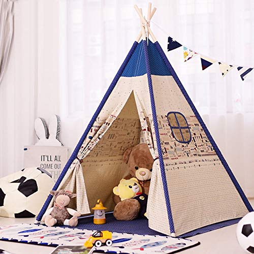 Tienda de juegos para niños Tienda tipi Carpas de algodón indio for jugar en interiores y exteriores for bebés Tamaño ideal for habitaciones de niños Decoración for fiestas y fiestas 120x120x156cm Tie