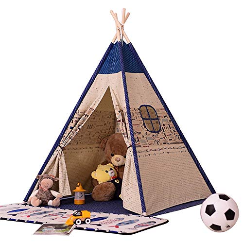 Tienda de juegos para niños Tienda tipi Carpas de algodón indio for jugar en interiores y exteriores for bebés Tamaño ideal for habitaciones de niños Decoración for fiestas y fiestas 120x120x156cm Tie