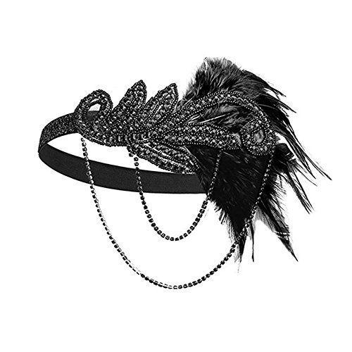 Timelike Juego de accesorios para mujer Flapper de los años 20, incluye collar, guantes, soporte para cigarrillos, diadema, disfraz retro de Charleston Gatsby (#9)