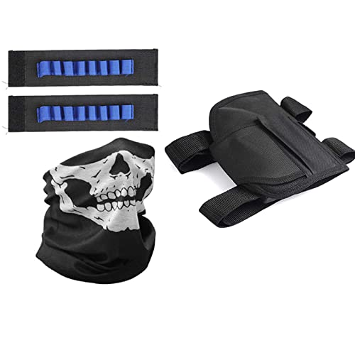 TIMESETL Kit de Accesorios de Juguete Táctico de Niños 3 Piezas Riñonera Táctico/Muñequera de Dardos/Máscara de Calavera para Nerf N-Strike Elite Series Juguetes Tácticos para Nerf