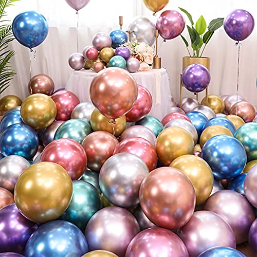 Tingz 100 Globos Metalizados de Color Mixto，Globo Metalicos，Globos Forma Redonda，Globo Látex para Fiestas de Cumpleaños, Bodas, Aniversarios y Celebracione.