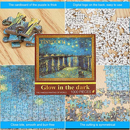 TINYOUTH 1000 piezas Puzzle Van Gogh para adultos, colección Museo, 70 x 50 cm, cartón de 2 mm, puzle familiar de impresión reducida, pinturas famosas, puzle para niños y adultos