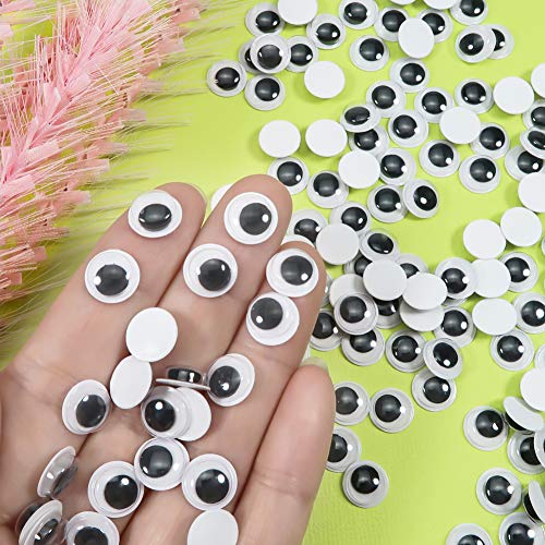 TOAOB 300 Piezas 10 mm Adhesivos Ojos Móviles Negros de Plástico Redondo Autoadhesivo Ojos de Muñecas para Manualidades de Scrapbooking Artesanía Accesorios de Juguete