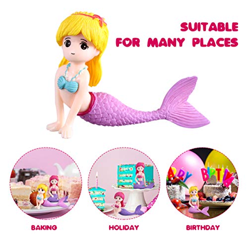 Tomaibaby Juego de 4 cubiertas para tartas en miniatura con diseño de sirena, para fiestas de bebés, fiestas de bebés, decoración de pasteles