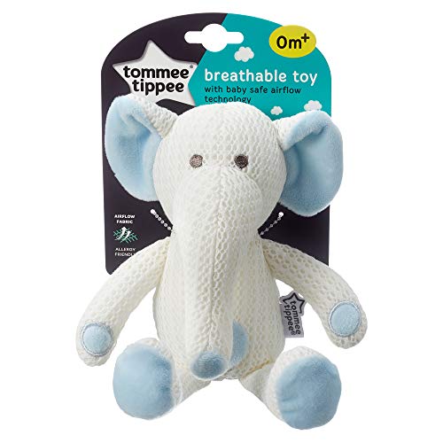 Tommee Tippee Peluche Hipoalergénico para Bébés, Juguete con Tejido Transpirable, 0+, Azul y Blanco, Eddy el Elefante