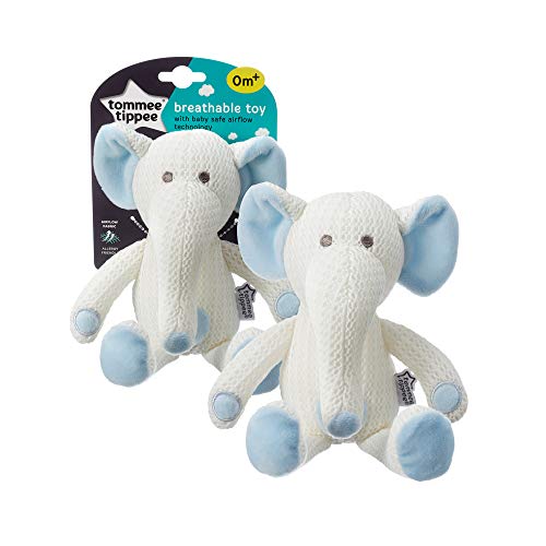 Tommee Tippee Peluche Hipoalergénico para Bébés, Juguete con Tejido Transpirable, 0+, Azul y Blanco, Eddy el Elefante