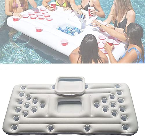 TongNS1 Beer Pong Colchón Hinchable Juego de Mesa de Billar Flotador de Agua, Piscina, Cerveza, Tenis de Mesa, Cubo de Hielo, Mesa de Cerveza, Flotador, salón, balsa 180 * 80 * 12 cm