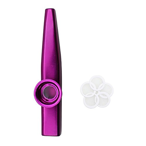 TOOGOO（R）) Kazoo Aleacion de Aluminio de Metal con 5pcs Regalos de Flauta Diafragma para Ninos Amantes de la Musica-Purpura