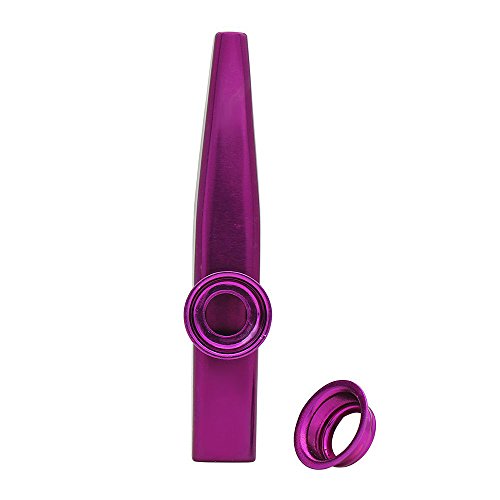 TOOGOO（R）) Kazoo Aleacion de Aluminio de Metal con 5pcs Regalos de Flauta Diafragma para Ninos Amantes de la Musica-Purpura