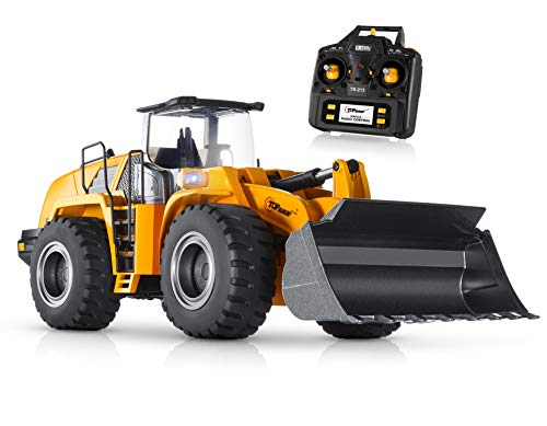 Top Race El Tractor de Obras de Construcción Controlado por Radio con una poderosa Pala de Metal Eleva hasta 1.27 kg Rendimiento Profesional para Niños y aficionados 10 Acciones