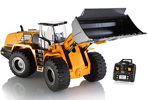 Top Race El Tractor de Obras de Construcción Controlado por Radio con una poderosa Pala de Metal Eleva hasta 1.27 kg Rendimiento Profesional para Niños y aficionados 10 Acciones