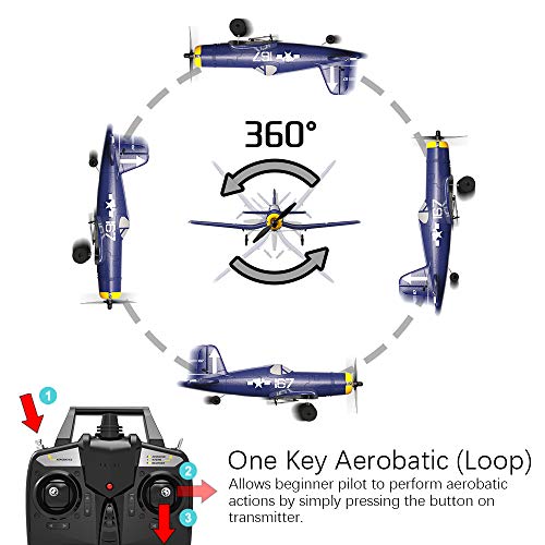 Top Race Rc Plane - Avión de control remoto de 4 canales listo para volar Rc Aviones para adultos, control remoto F4U Corsair con ahorro de hélice (TR-F4U)