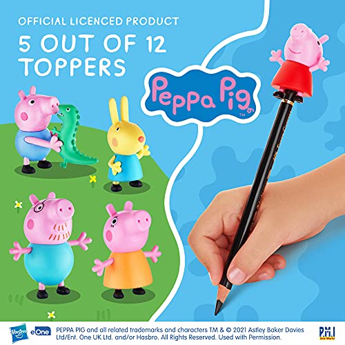 Toppers para lapices de Peppa Pig |5 Juguetes en 1 Pack | Colecciona los 12 Personajes de Peppa Pig |Juguetes para Niños y Artículos de Fiesta de Peppa Pig | Juego de Juguetes de Peppa Pig |por P.M.I.