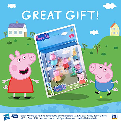 Toppers para lapices de Peppa Pig |5 Juguetes en 1 Pack | Colecciona los 12 Personajes de Peppa Pig |Juguetes para Niños y Artículos de Fiesta de Peppa Pig | Juego de Juguetes de Peppa Pig |por P.M.I.