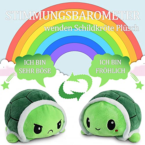 Tortuga de peluche, tortuga de peluche de doble cara, dulce muñeca reversible juguete para niños, juguete de peluche para niños pequeños (verde-L) 25 cm