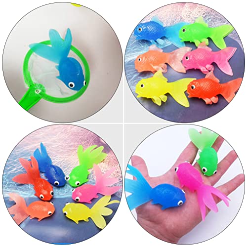 TOYANDONA 3 Juegos Lindos Peces Dorados de Dibujos Animados Juguetes de Baño para Niños Juguetes de Baño Juguetes de Pesca Gratis Juguete de Pescado Falso con Red para Fiestas Calcetines