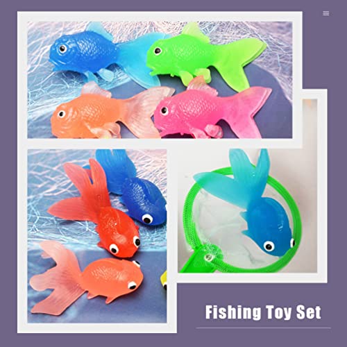 TOYANDONA 3 Juegos Lindos Peces Dorados de Dibujos Animados Juguetes de Baño para Niños Juguetes de Baño Juguetes de Pesca Gratis Juguete de Pescado Falso con Red para Fiestas Calcetines