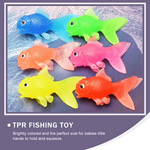 TOYANDONA 3 Juegos Lindos Peces Dorados de Dibujos Animados Juguetes de Baño para Niños Juguetes de Baño Juguetes de Pesca Gratis Juguete de Pescado Falso con Red para Fiestas Calcetines