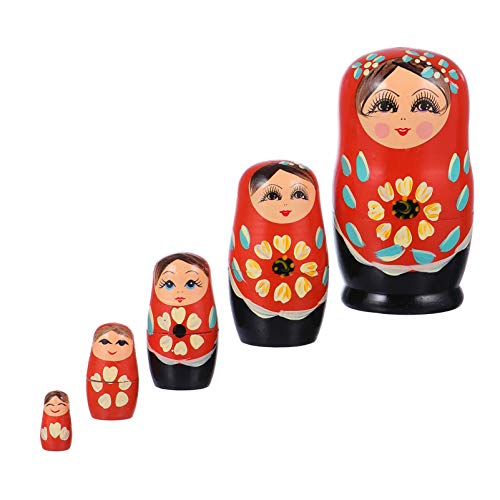 TOYANDONA 5 Piezas Estilo Matryoshka Colección de Muñecas Rusas Muñeca de Anidación Muñeca de Apilamiento de Madera Pintada a Mano Recuerdo Muñeca Rusa Decoración del Hogar Regalo para