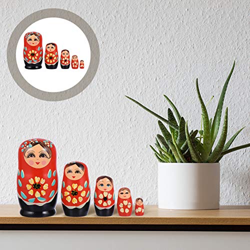 TOYANDONA 5 Piezas Estilo Matryoshka Colección de Muñecas Rusas Muñeca de Anidación Muñeca de Apilamiento de Madera Pintada a Mano Recuerdo Muñeca Rusa Decoración del Hogar Regalo para