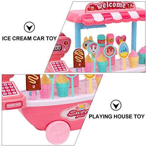 TOYANDONA Juego de Juguetes de Simulación de Helado Juego de Juegos de La Escuela de Simulación Camión de Comida Carrito de Helado Juguetes para Niños Niños Niñas Decoraciones de Casa de