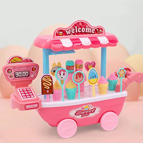 TOYANDONA Juego de Juguetes de Simulación de Helado Juego de Juegos de La Escuela de Simulación Camión de Comida Carrito de Helado Juguetes para Niños Niños Niñas Decoraciones de Casa de