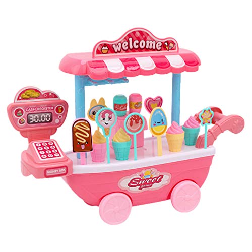 TOYANDONA Juego de Juguetes de Simulación de Helado Juego de Juegos de La Escuela de Simulación Camión de Comida Carrito de Helado Juguetes para Niños Niños Niñas Decoraciones de Casa de