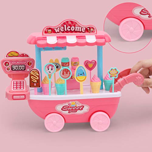 TOYANDONA Juego de Juguetes de Simulación de Helado Juego de Juegos de La Escuela de Simulación Camión de Comida Carrito de Helado Juguetes para Niños Niños Niñas Decoraciones de Casa de