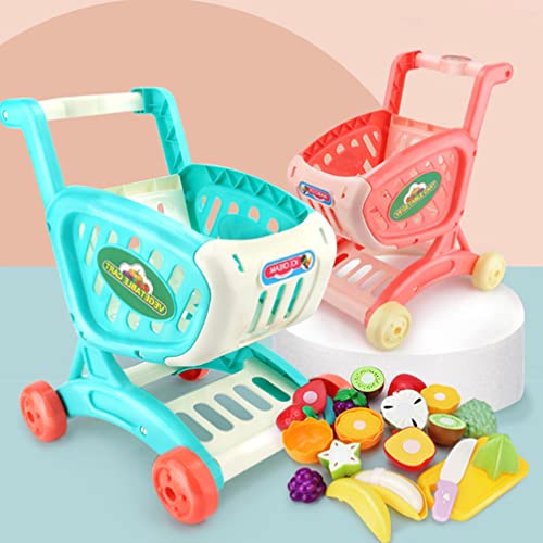 TOYANDONA Mini Carrito de Compras Juguete Carrito de Compras Juguete Miniatire Handcart Trolley Modelo Carro Juguetes de Almacenamiento para Muñecas Mini Casa Mesa