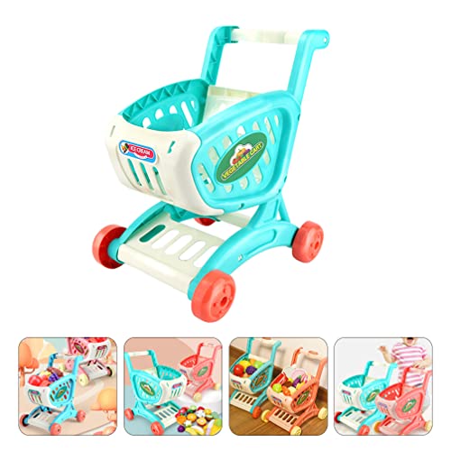 TOYANDONA Mini Carrito de Compras Juguete Carrito de Compras Juguete Miniatire Handcart Trolley Modelo Carro Juguetes de Almacenamiento para Muñecas Mini Casa Mesa