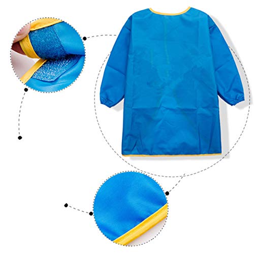 TOYANDONA Niños Delantal de Pintura Impermeable Arte Bata Mangas Largas Anti Salpicadura Niebla Aislamiento Bata Bata Protectora para El Hogar Arte Al Aire Libre Proyecto Tamaño L (Azul)