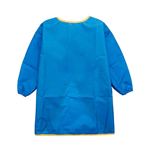 TOYANDONA Niños Delantal de Pintura Impermeable Arte Bata Mangas Largas Anti Salpicadura Niebla Aislamiento Bata Bata Protectora para El Hogar Arte Al Aire Libre Proyecto Tamaño L (Azul)