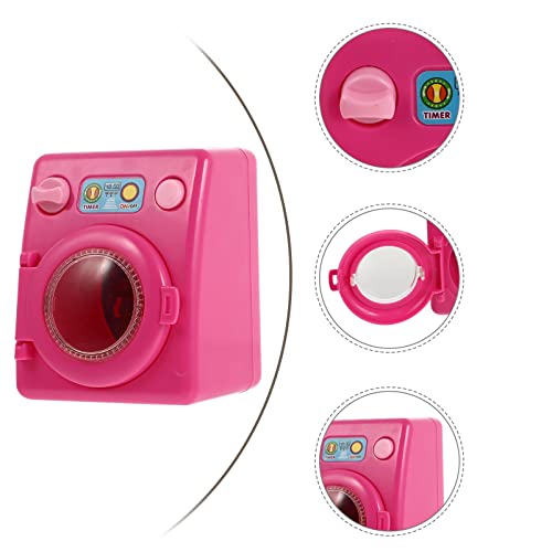 TOYANDONA Niños Lavadora Lavadora Juguete Lavabo Muebles Muebles Miniatura Lavandería Playset Hogar Pretend Play Toy para Niños Rosa