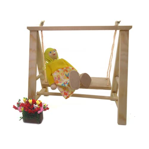 TOYANDONA Pórchido en Miniatura Mini Silla de Madera Banco Hamaca Juguete Muñeco Casa de Hadas Jardín Muebles Accesorios para Casa Muñeca Patio Patio Decoración Paisaje