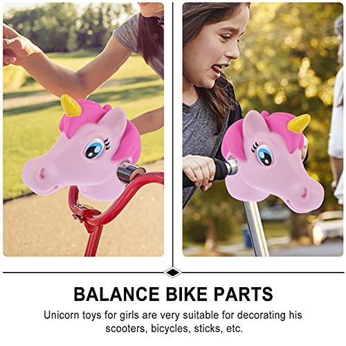 TOYANDONA Unicornio Scooter Accesorios PVC Unicornio Cabeza de Caballo Juguete de Juguete Micro Mini T- Bar Kick Scooter Bicicleta Decoración para Niños Pequeños Niñas Rosa