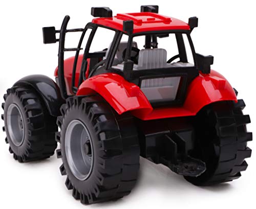 TOYLAND® Tractor agrícola con fricción roja y Remolque - Boys Farm Toys